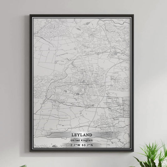 ROAD MAP OF LEYLAND, UNITED KINGDOM BY MAPBAKES