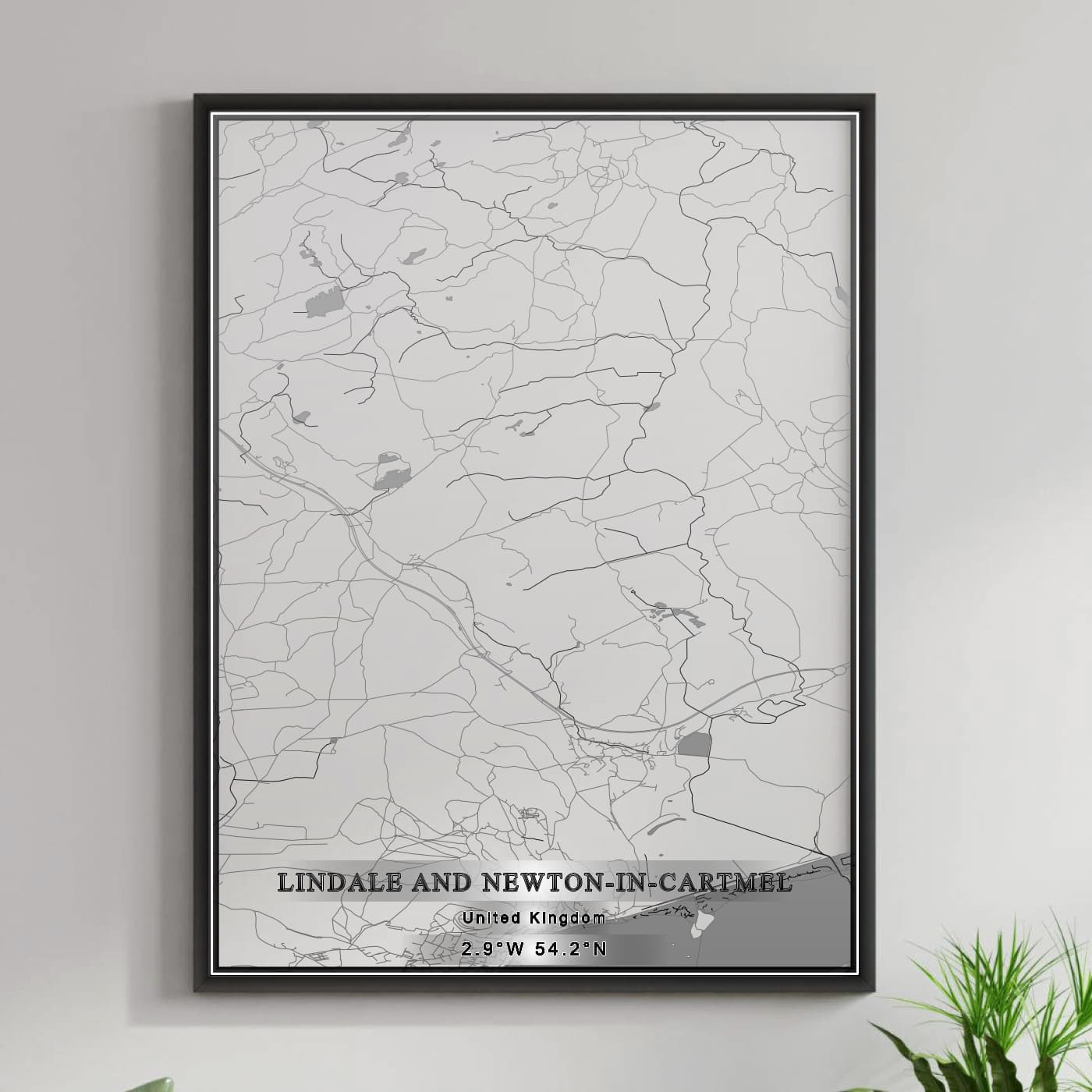 ROAD MAP OF LINDALE AND NEWTON-IN-CARTMEL, UNITED KINGDOM BY MAPBAKES