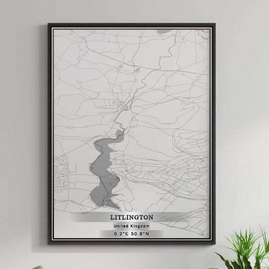 ROAD MAP OF LITLINGTON, UNITED KINGDOM BY MAPBAKES