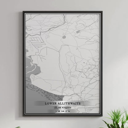 ROAD MAP OF LOWER ALLITHWAITE, UNITED KINGDOM BY MAPBAKES