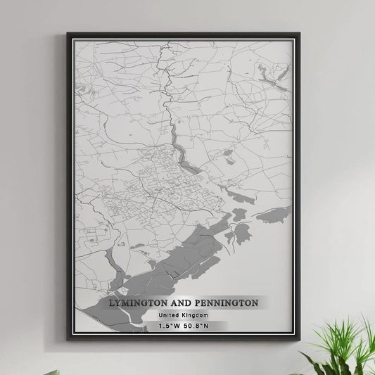 ROAD MAP OF LYMINGTON AND PENNINGTON, UNITED KINGDOM BY MAPBAKES