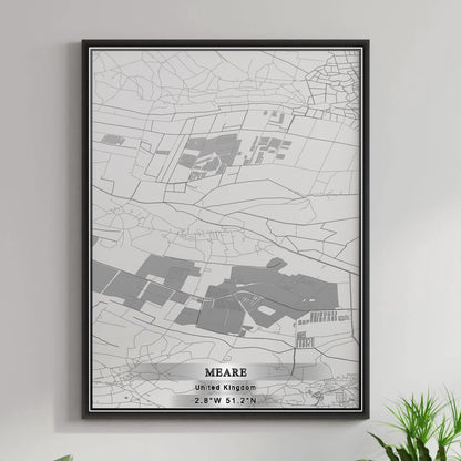 ROAD MAP OF MEARE, UNITED KINGDOM BY MAPBAKES