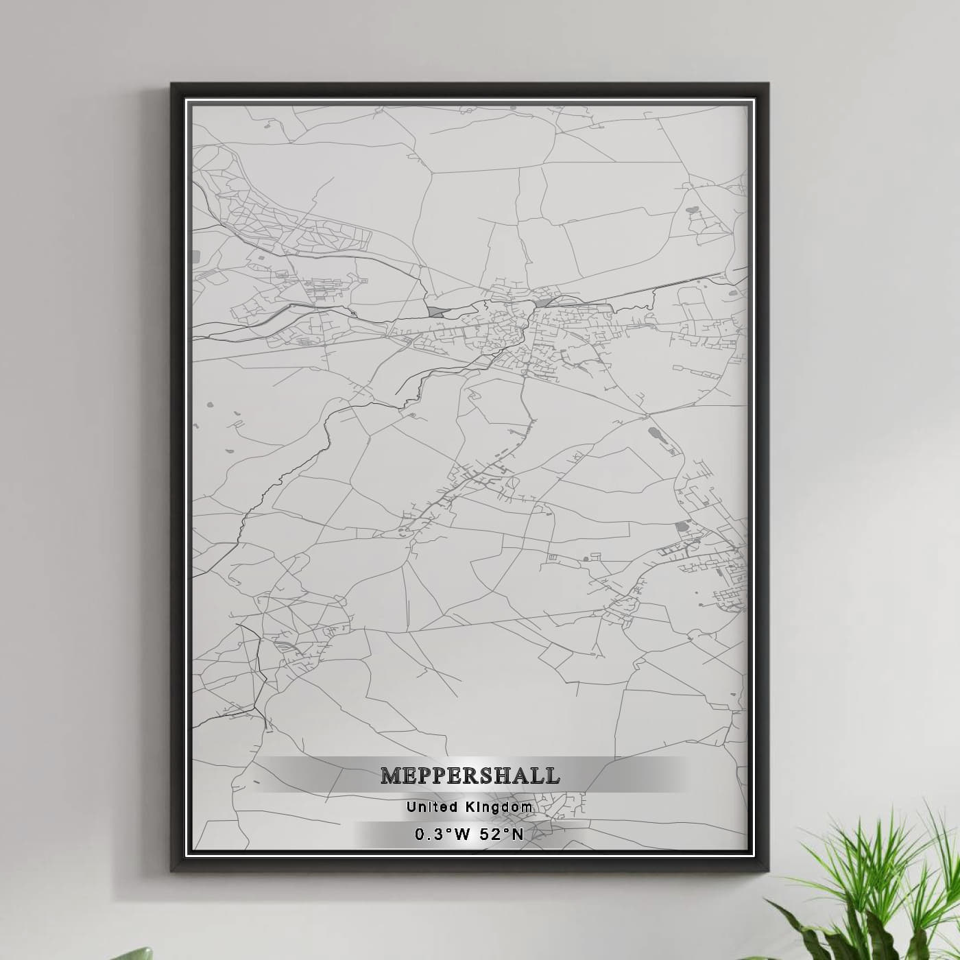 ROAD MAP OF MEPPERSHALL, UNITED KINGDOM BY MAPBAKES