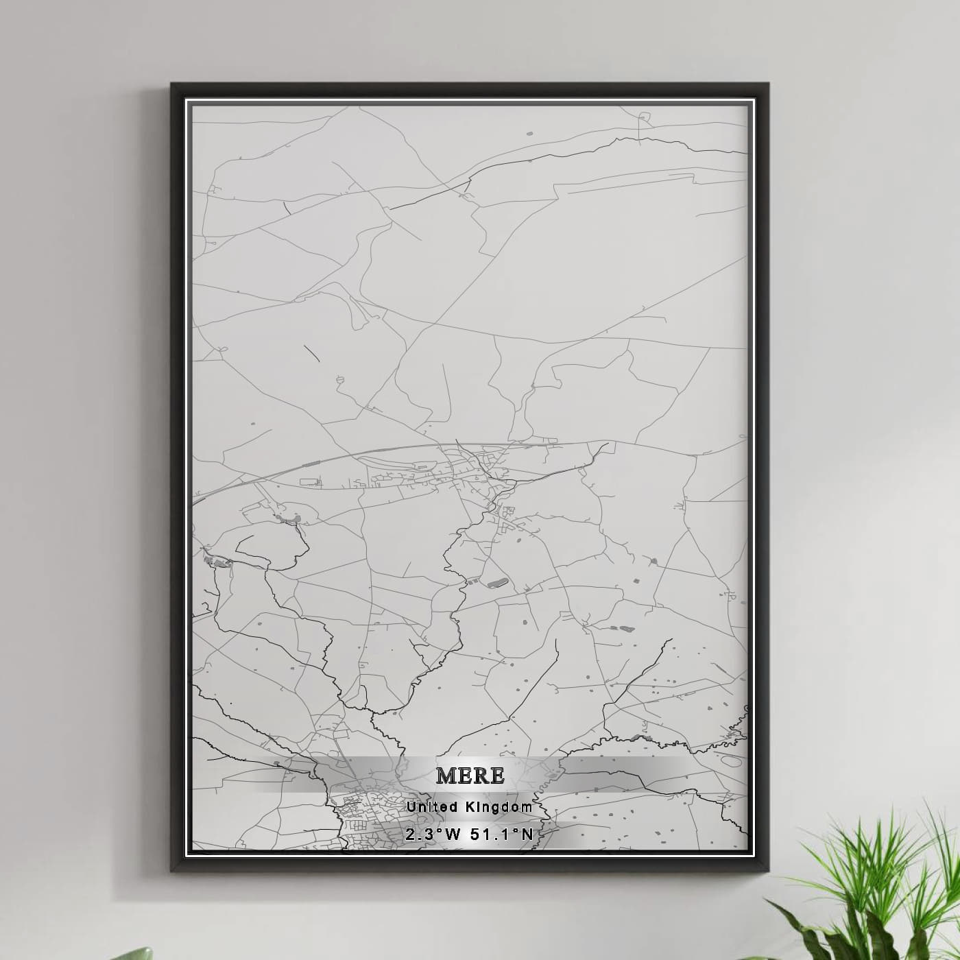 ROAD MAP OF MERE, UNITED KINGDOM BY MAPBAKES