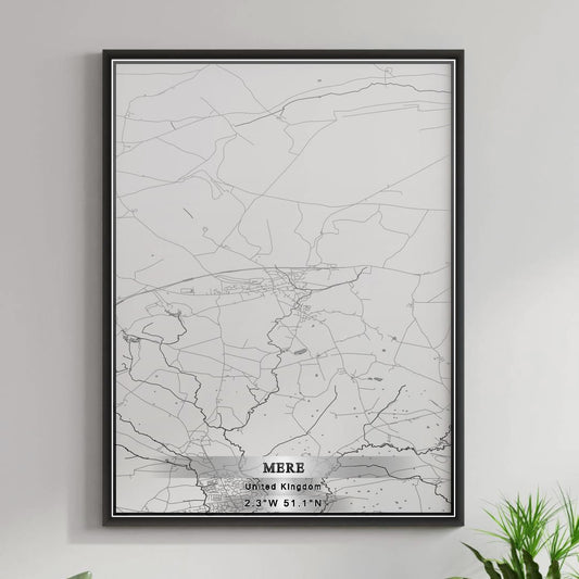 ROAD MAP OF MERE, UNITED KINGDOM BY MAPBAKES