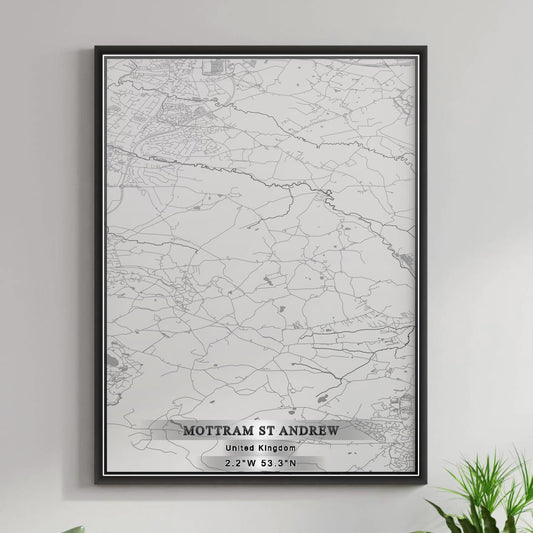 ROAD MAP OF MOTTRAM ST ANDREW, UNITED KINGDOM BY MAPBAKES