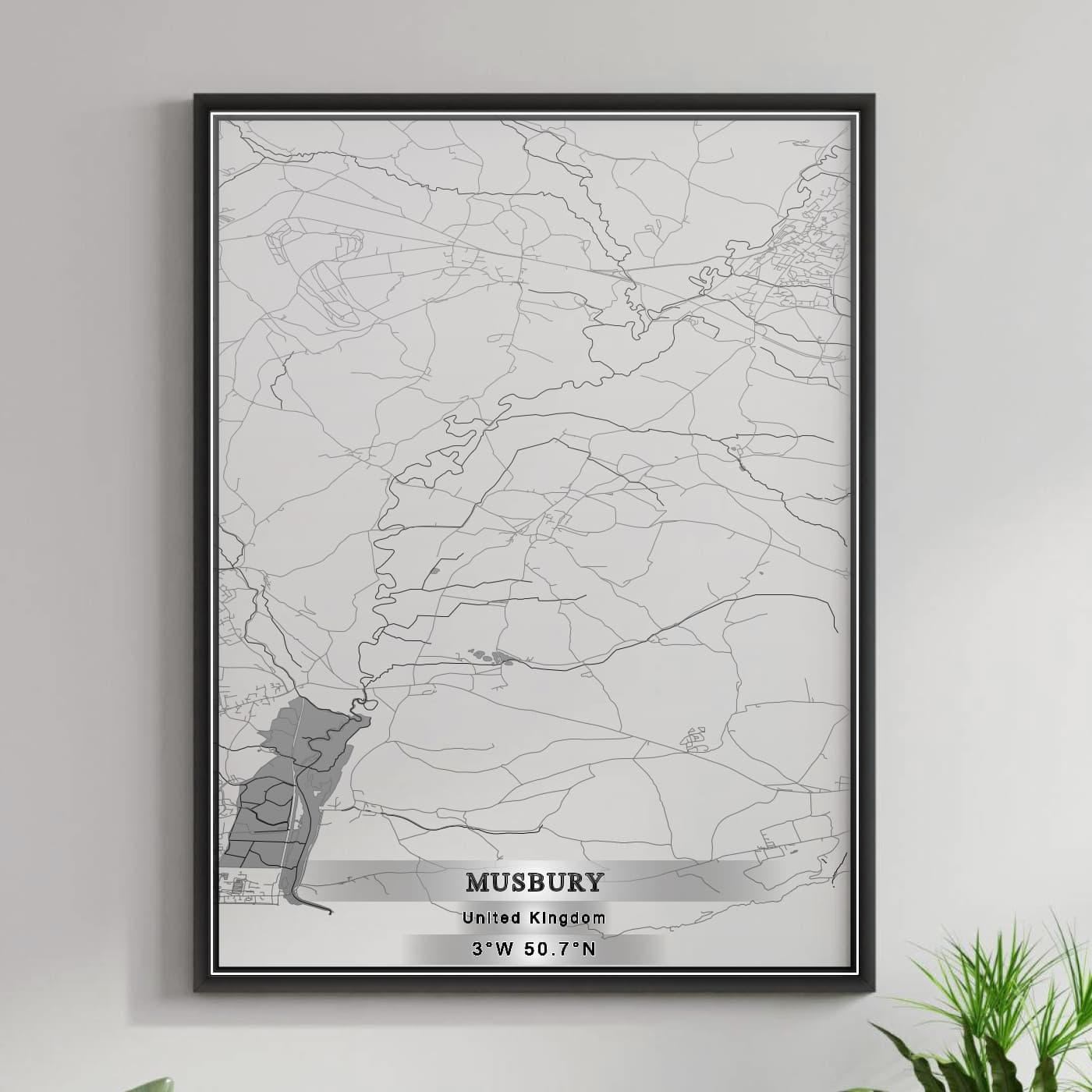 ROAD MAP OF MUSBURY, UNITED KINGDOM BY MAPBAKES