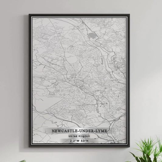 ROAD MAP OF NEWCASTLE-UNDER-LYME, UNITED KINGDOM BY MAPBAKES