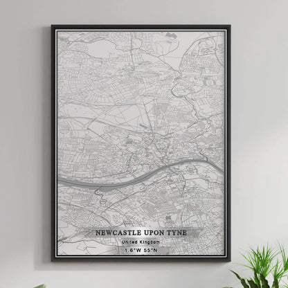 ROAD MAP OF NEWCASTLE UPON TYNE, UNITED KINGDOM BY MAPBAKES