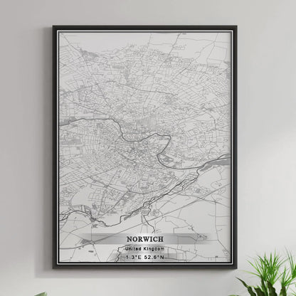 ROAD MAP OF NORWICH, UNITED KINGDOM BY MAPBAKES