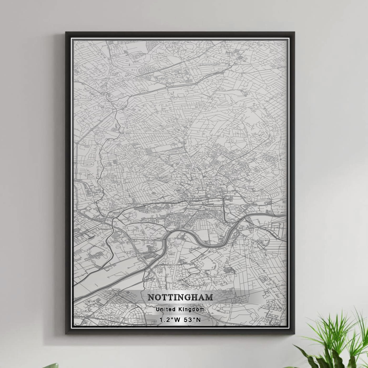 ROAD MAP OF NOTTINGHAM, UNITED KINGDOM BY MAPBAKES