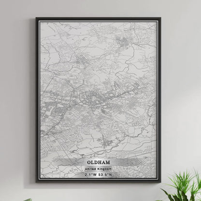 ROAD MAP OF OLDHAM, UNITED KINGDOM BY MAPBAKES