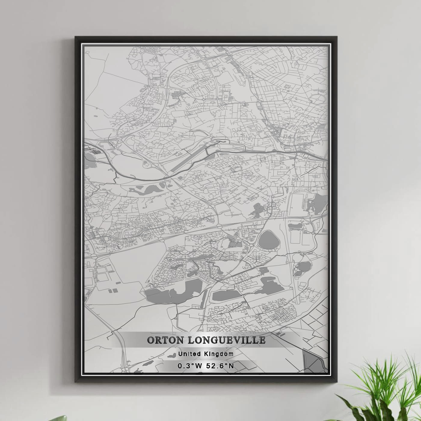 ROAD MAP OF ORTON LONGUEVILLE, UNITED KINGDOM BY MAPBAKES