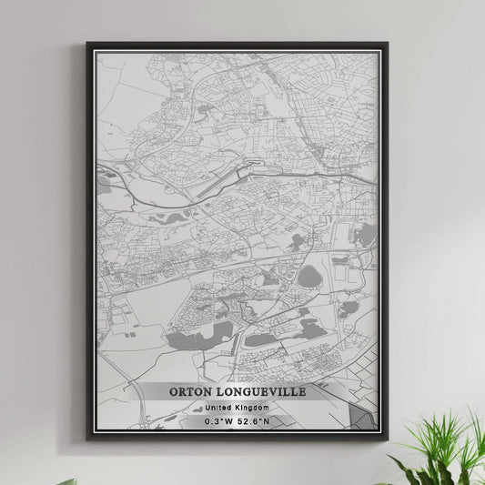 ROAD MAP OF ORTON LONGUEVILLE, UNITED KINGDOM BY MAPBAKES