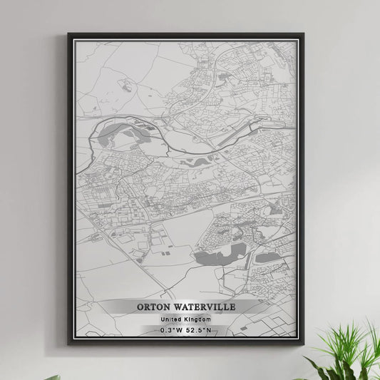 ROAD MAP OF ORTON WATERVILLE, UNITED KINGDOM BY MAPBAKES