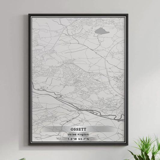 ROAD MAP OF OSSETT, UNITED KINGDOM BY MAPBAKES