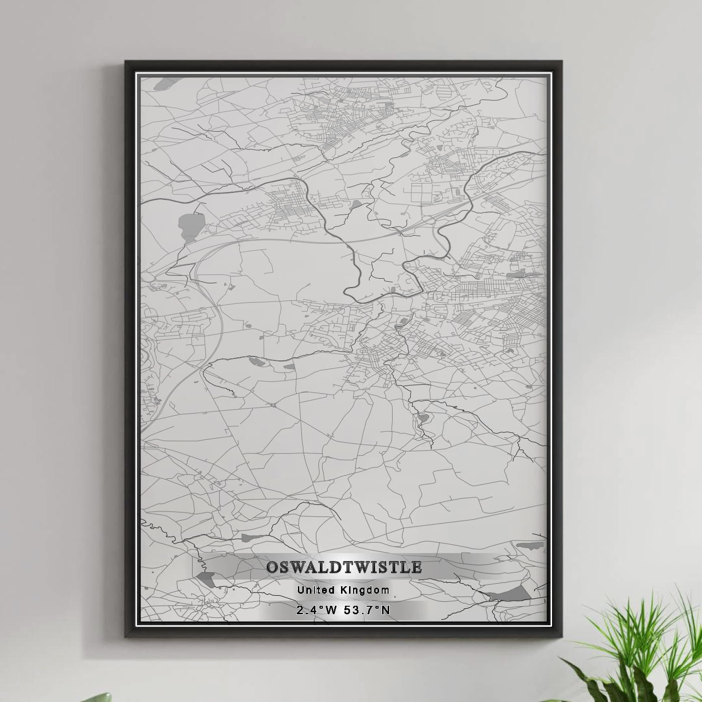 ROAD MAP OF OSWALDTWISTLE, UNITED KINGDOM BY MAPBAKES