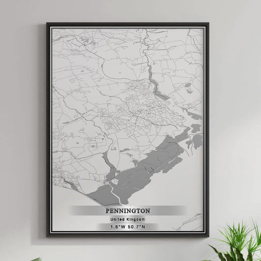 ROAD MAP OF PENNINGTON, UNITED KINGDOM BY MAPBAKES