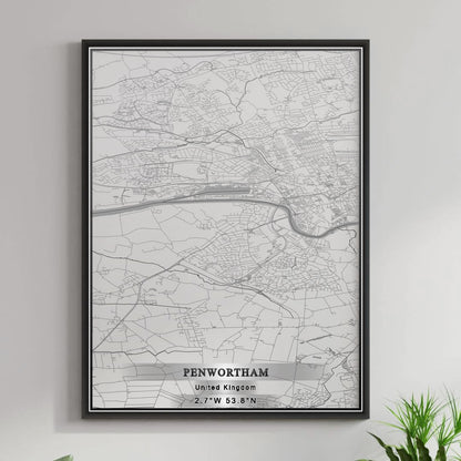 ROAD MAP OF PENWORTHAM, UNITED KINGDOM BY MAPBAKES