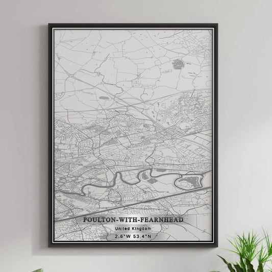 ROAD MAP OF POULTON-WITH-FEARNHEAD, UNITED KINGDOM BY MAPBAKES