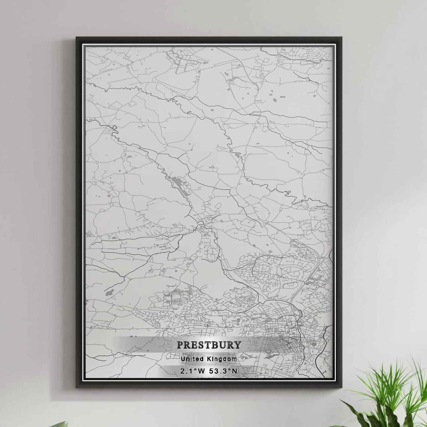 ROAD MAP OF PRESTBURY, UNITED KINGDOM BY MAPBAKES