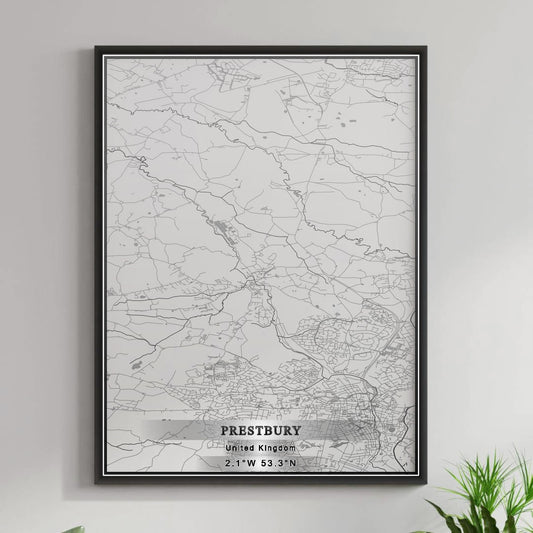 ROAD MAP OF PRESTBURY, UNITED KINGDOM BY MAPBAKES