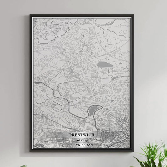 ROAD MAP OF PRESTWICH, UNITED KINGDOM BY MAPBAKES