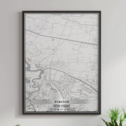 ROAD MAP OF PURITON, UNITED KINGDOM BY MAPBAKES