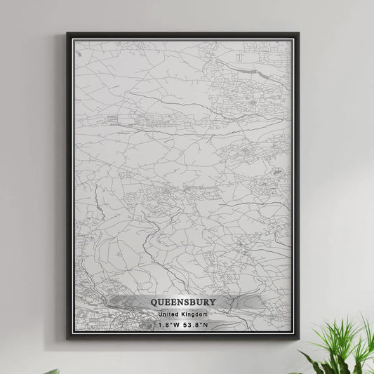 ROAD MAP OF QUEENSBURY, UNITED KINGDOM BY MAPBAKES