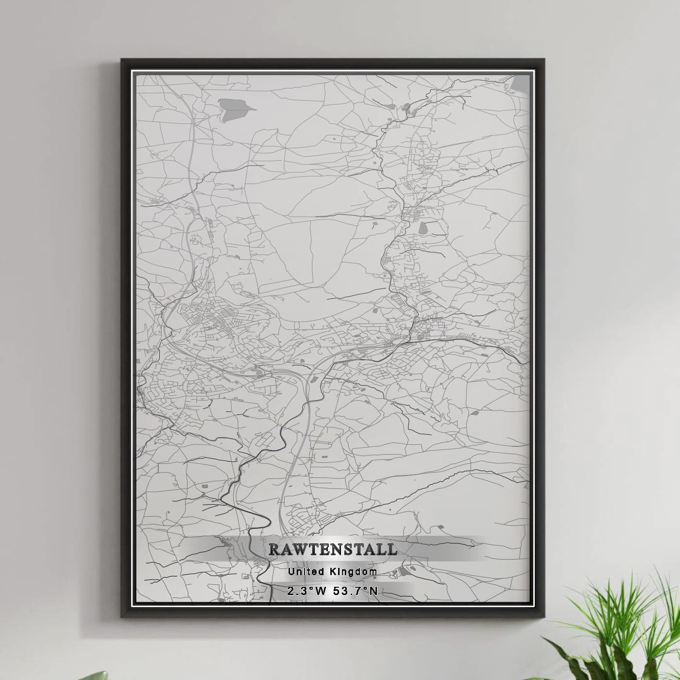 ROAD MAP OF RAWTENSTALL, UNITED KINGDOM BY MAPBAKES