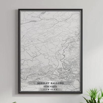 ROAD MAP OF REEDLEY HALLOWS, UNITED KINGDOM BY MAPBAKES