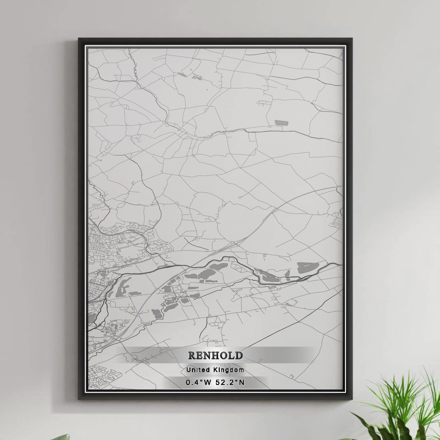 ROAD MAP OF RENHOLD, UNITED KINGDOM BY MAPBAKES