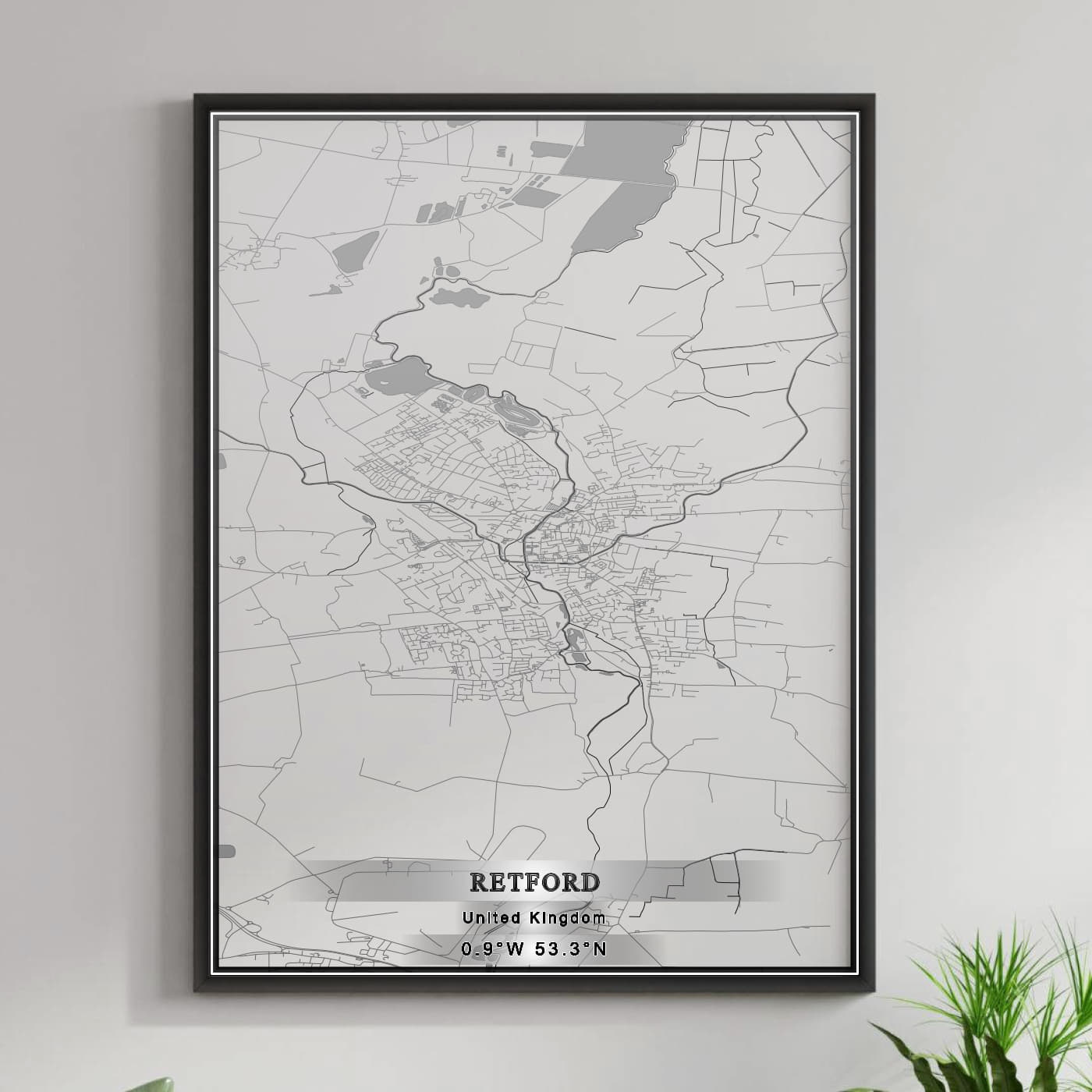 ROAD MAP OF RETFORD, UNITED KINGDOM BY MAPBAKES