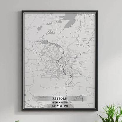 ROAD MAP OF RETFORD, UNITED KINGDOM BY MAPBAKES