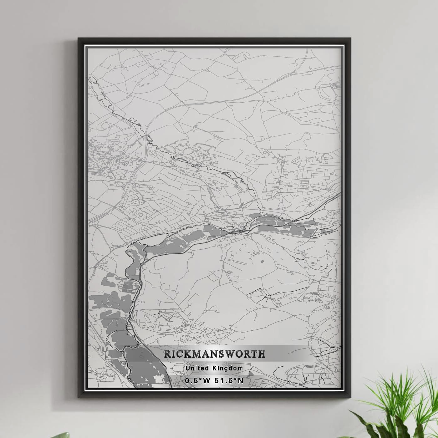 ROAD MAP OF RICKMANSWORTH, UNITED KINGDOM BY MAPBAKES