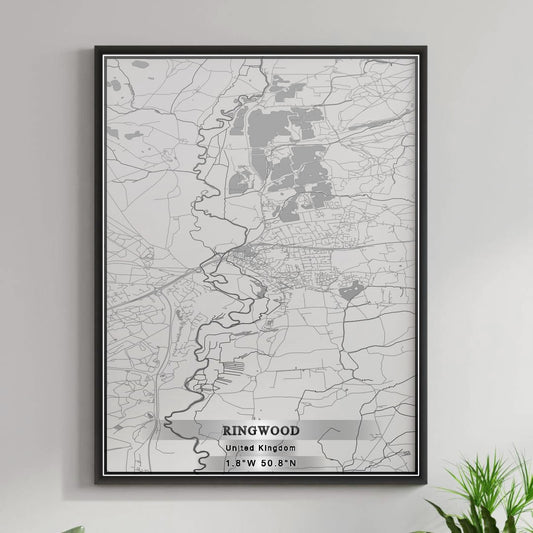 ROAD MAP OF RINGWOOD, UNITED KINGDOM BY MAPBAKES