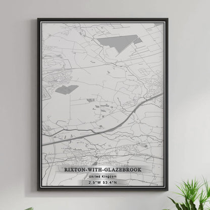 ROAD MAP OF RIXTON-WITH-GLAZEBROOK, UNITED KINGDOM BY MAPBAKES