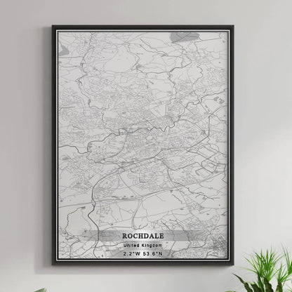 ROAD MAP OF ROCHDALE, UNITED KINGDOM BY MAPBAKES