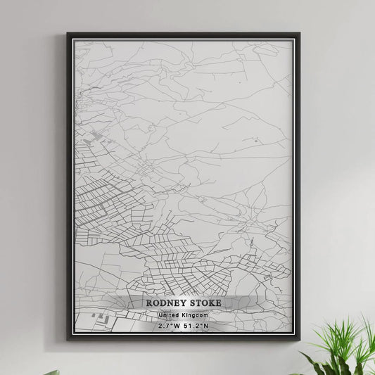 ROAD MAP OF RODNEY STOKE, UNITED KINGDOM BY MAPBAKES