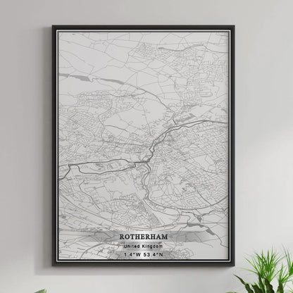 ROAD MAP OF ROTHERHAM, UNITED KINGDOM BY MAPBAKES