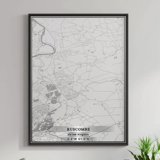 ROAD MAP OF RUSCOMBE, UNITED KINGDOM BY MAPBAKES