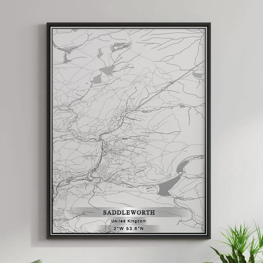 ROAD MAP OF SADDLEWORTH, UNITED KINGDOM BY MAPBAKES