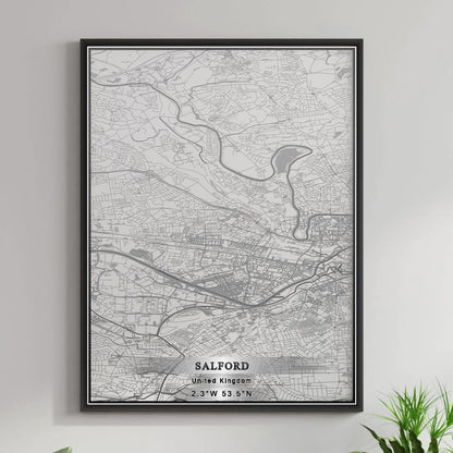 ROAD MAP OF SALFORD, UNITED KINGDOM BY MAPBAKES