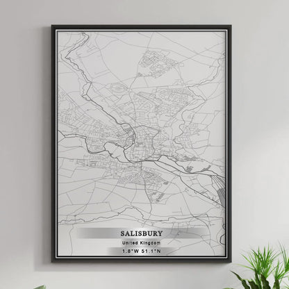 ROAD MAP OF SALISBURY, UNITED KINGDOM BY MAPBAKES