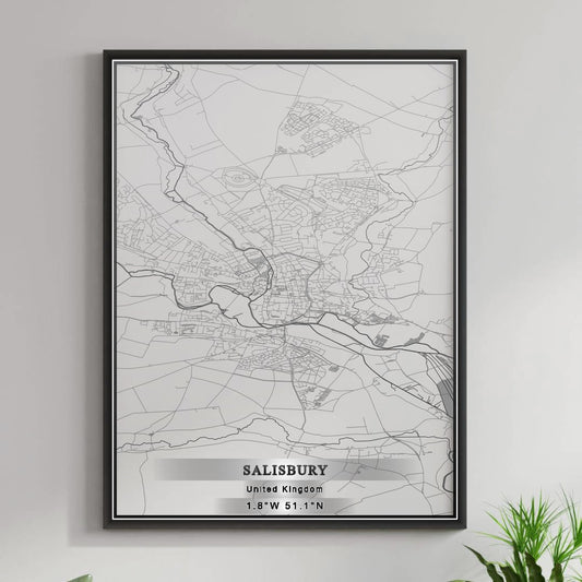 ROAD MAP OF SALISBURY, UNITED KINGDOM BY MAPBAKES