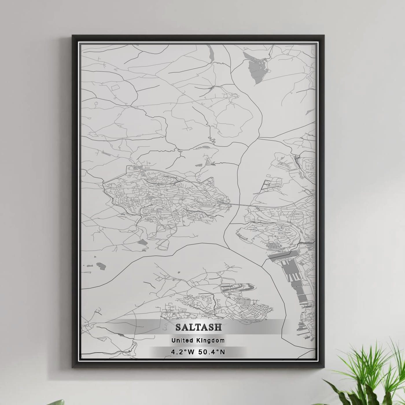 ROAD MAP OF SALTASH, UNITED KINGDOM BY MAPBAKES