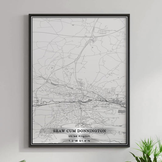 ROAD MAP OF SHAW CUM DONNINGTON, UNITED KINGDOM BY MAPBAKES