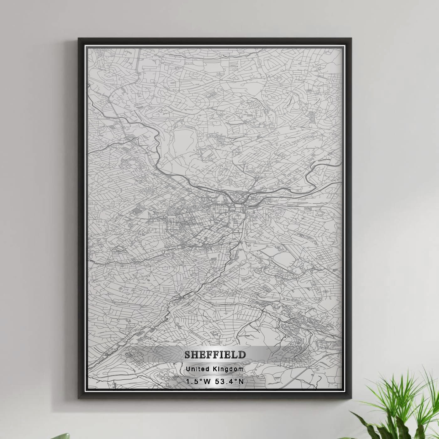 ROAD MAP OF SHEFFIELD, UNITED KINGDOM BY MAPBAKES