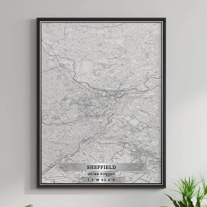 ROAD MAP OF SHEFFIELD, UNITED KINGDOM BY MAPBAKES