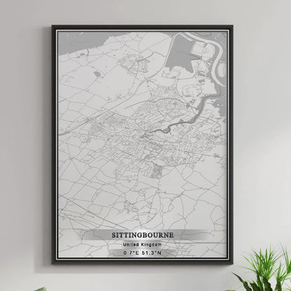 ROAD MAP OF SITTINGBOURNE, UNITED KINGDOM BY MAPBAKES